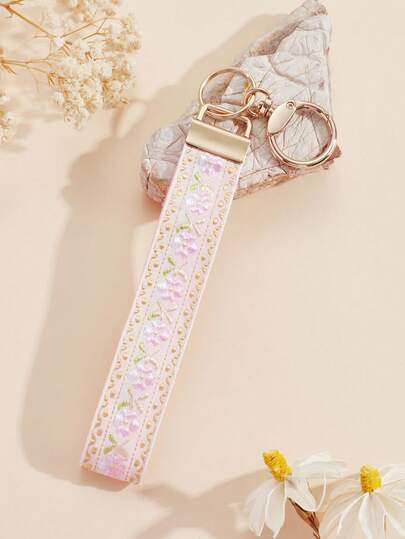 1pc Zinc Alloy Keychain, Key Chain, Bag Charm, Keychain Accessory, Wristlet Keychain, Printed Webbing Keychain, Women's Car Keychain, Women's Bag Charm Keychain, Universal Keychain, Women's Fashion Keychain (Slight Color Difference May Exist Due To Different Shooting Angles And Lighting, Please Refer To The Actual Product.)