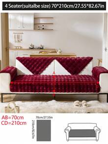 1pc Plush Soft Sofa Cushion Pad, Thickened Winter Warm All Season Non-Slip Sofa Cover Slipcover, Dustproof Washable Furniture Protector For Living Room, Bedroom, Office, L-Shaped Sofa - Burgundy - View 16