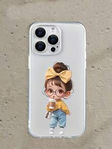 1 chiếc ốp lưng điện thoại TPU trong suốt hình cô gái hoạt hình dễ thương, chống sốc, tương thích với iPhone Apple 16, 15, 14, 13, 12, 11 Pro Max và các dòng khác. Chống nước, chống rơi vỡ và chống trầy xước. - Nhiều màu - Xem 1