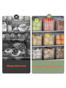 6 pezzi set di organizer per frigorifero in plastica trasparente - contenitori di conservazione della freschezza per cucina e sala da pranzo, ideali per frutta, verdura, snack e spezie, organizzatori e contenitori per frigorifero