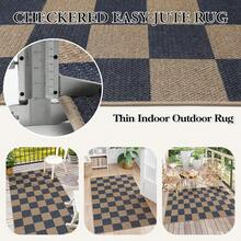 Checkered Easy Jute 3x5 Outdoor Patio Rug, Washable Rugs For Entryway Diamond Indoor Outdoor Living Room Carpet, Farmhouse Neutral Non Slip Black Door Carpet For Backyard Bedroom - 藍色/棋盤格-1 - 查看 4