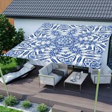 1 Pc Blue Breeze Fresh, Light And Simple Style Outdoor Umbrella Polyester Screen Print Camping, Picnic, Beach Use