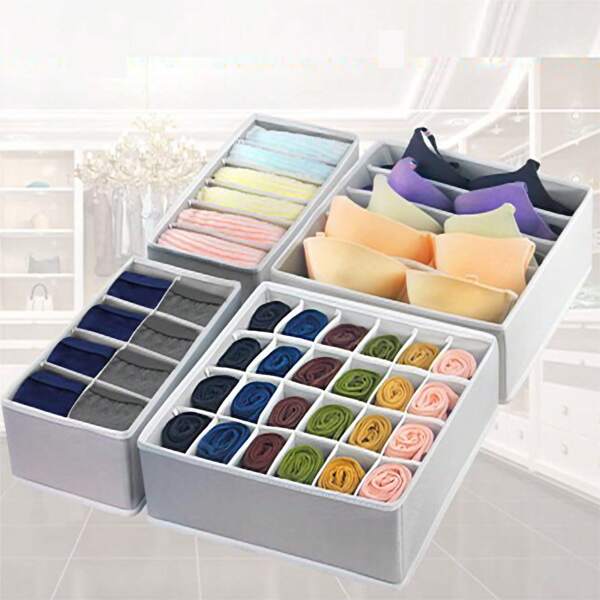 2 Stücke 24-Fach Stoff BH Aufbewahrungsbox, Unterwäsche & Socken Organizer