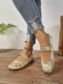 New Chinese Style Hanfu Embroidered Flats, Soft Bottom Comfortable Mary Jane Shoes For Women