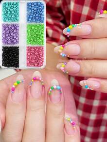 糖果色美甲珠、马卡龙鱼子酱珠 3D 钢球用于美甲设计装饰混合钢球迷你美甲饰品 - 彩色 - 查看 2