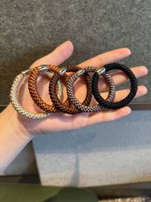 5/1 pezzo/Set Elastici per capelli a maglia intrecciata, elastici per capelli a maglia intrecciata di colore solido versatili e morbidi, fermacode per coda di cavallo durevole, accessori per capelli da donna, adatti per uso quotidiano, feste, lavoro, viaggi, bagno, regalo ideale per famiglia e amici Elastici per capelli, Fermacode per coda di cavallo, Elastici per capelli, Fasce per capelli in gomma, Scrunchies, Corda per capelli, Elastico per capelli