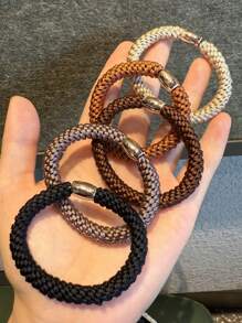 5/1 pezzo/Set Elastici per capelli a maglia intrecciata, elastici per capelli a maglia intrecciata di colore solido versatili e morbidi, fermacode per coda di cavallo durevole, accessori per capelli da donna, adatti per uso quotidiano, feste, lavoro, viaggi, bagno, regalo ideale per famiglia e amici Elastici per capelli, Fermacode per coda di cavallo, Elastici per capelli, Fasce per capelli in gomma, Scrunchies, Corda per capelli, Elastico per capelli