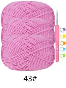 1/3 包 50 克 4 股钩针线，包含 3 毫米钩针 + 记号扣，初学者钩针工具套装，多种优质腈纶线，柔软舒适，适用于钩针编织项目、DIY 手工艺品、围巾、礼品（多种颜色可选）