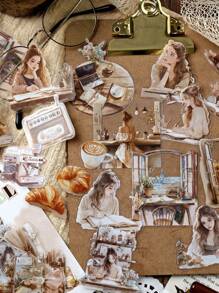 MOCARD 40 pezzi/confezione Adesivi dolci per ragazze, adesivi vintage creativi e di , forniture per decorazione fai-da-te, scrapbooking e bricolage, regalo per le vacanze, decorazioni personalizzate per scrapbook, cancelleria scolastica, forniture scolastiche, ritorno a scuola