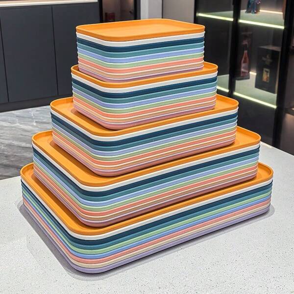 Bandejas rectangulares de plástico para servir, hotel, jardín de infantes, bandejas para té, tazas, artículos de tocador y platos de almacenamiento para lavabo