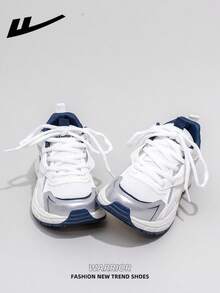 زوج من أحذية الركض النسائية برباط من WARRIOR بنعل سميك ولين، أحذية رياضية كاجوال منخفضة القمة للخارج، برأس مستدير وكعب منخفض مضاد للانزلاق باللون الأحادي، أحذية مناسبة للطالبات والخريجات