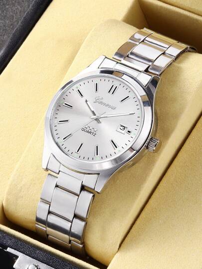 Alloy Strap Calendar Horloge Single out Box, Sports, Business, Wear Successful People