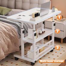 1 Mobile Multi-Purpose Computer Desk, Home Bedroom Bedside Desk Computer Desk, Bedroom, Living Room Dormitory, Lazy Simple Student Writing Desk, Movable And Adjustable Height Laptop Desk, Wheels Can Rotate 360%