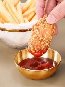 3/5/10酱料碟，优质不锈钢迷你独立调味碗，圆形调味碟，寿司蘸酱碗，开胃菜碟，学校用品 - 彩色 - 查看 2