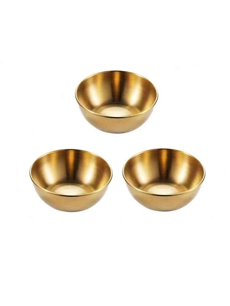 3/5/10酱料碟，优质不锈钢迷你独立调味碗，圆形调味碟，寿司蘸酱碗，开胃菜碟，学校用品 - 彩色 - 查看 15