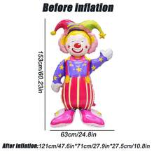 1 pieza Globos de cumpleaños, globos con tema de circo, payasos de pie grandes, planetas a rayas, globos de película de aluminio con animales, decoraciones de escena de cumpleaños, arreglos de escena de fiesta sorpresa, carnavales, productos de decoración navideña - Multicolor - Ver 3