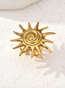 1/3/6 Stück modische, goldplattierte Edelstahl Spiral-Herz & Lächelndes Gesicht verstellbare Ringe, geeignet für Frauen Sommer Strandparty Urlaub Alltag, Geschenke für Paare oder Freunde