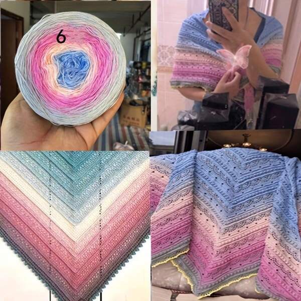 300g bunte reine Baumwolle Cake Verlauf Baumwolle Regenbogen DIY Schal Stola Rock Wolle Garn Häkeln