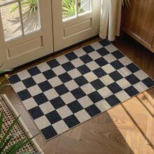 Checkered Easy Jute 3x5 Outdoor Patio Rug, Washable Rugs For Entryway Diamond Indoor Outdoor Living Room Carpet, Farmhouse Neutral Non Slip Black Door Carpet For Backyard Bedroom - 黑色/棋盤格-1 - 查看 1