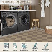 Checkered Easy Jute 3x5 Outdoor Patio Rug, Washable Rugs For Entryway Diamond Indoor Outdoor Living Room Carpet, Farmhouse Neutral Non Slip Black Door Carpet For Backyard Bedroom - 自然/棋盤-2 - 查看 4