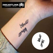 INKARTLINK 3 hình xăm tạm thời hình cá vàng và nước ép thảo mộc, hình xăm ma thuật, hình xăm bán vĩnh viễn 15 ngày, hình xăm giả chân thực, lâu dài 1-2 tuần - màu đen - Xem 4