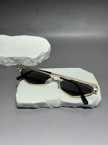 1 Pair Retro Geometric Pattern Small Frame Unisex Glasses, Y2K Fashion Versatile Suitable For All Occasions, All Season