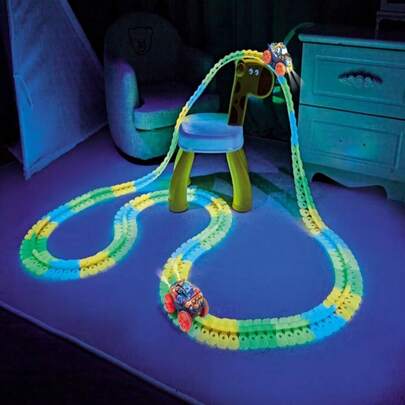 圣诞礼物！新年礼物！返校礼物！派对礼物！一套夜光磁性轨道车，可拼装轨道车，悬挂式轨道车，男孩女孩生日礼物（不含电池）