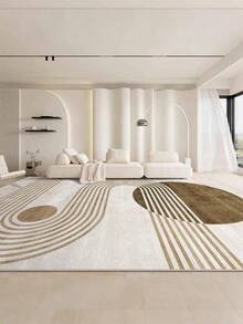 抽象几何形状区域地毯，适合卧室、客厅、办公室、书房、玄关、房间装饰（可用作地垫）、现代矩形吸水米色地毯、可水洗防滑、客厅地毯 - 室内四季家居装饰、卧室地毯、客厅大地毯、米色和棕色色调、卧室地毯、客厅装饰 | 卧室装饰 - 彩色 - 查看 7