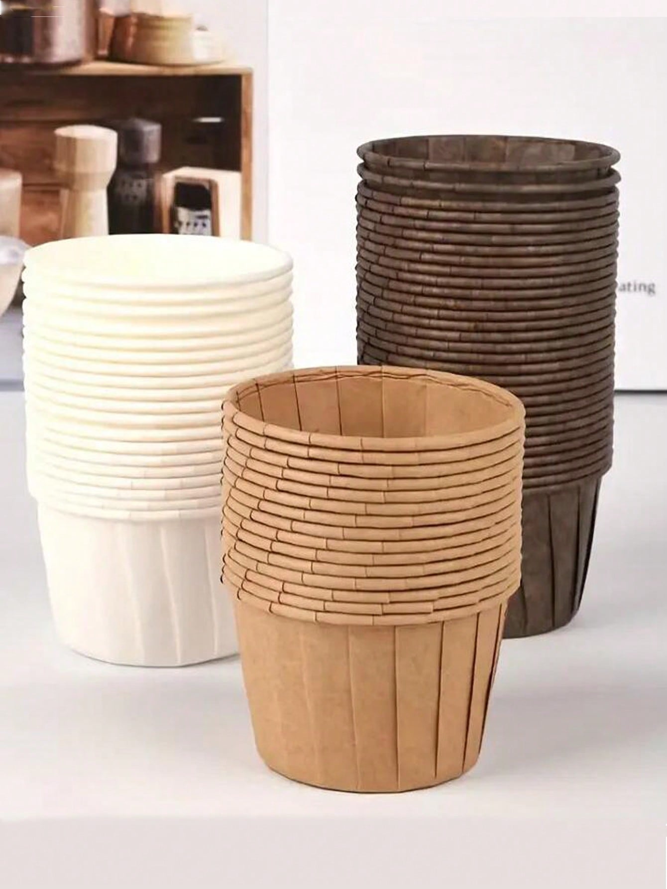 100 حافظة كب كيك ، أكواب ورقية صغيرة للخبز ، حافظا...