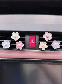 Women's Car Accessories - Floral Air Vent Clip, Decorative Car Interior Accessories In Various Colors With Transparent Floral Design