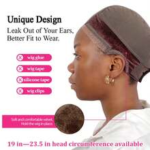 Wig Cap With Grip Band For Keeping Wigs In Place, More Full Cap-Wide Transparent Lace For Lace Front Wigs - Brown/Black/Nude Non Slip Cap Make Your Wig Be Glueless (Brown-M) - Nude - View 9