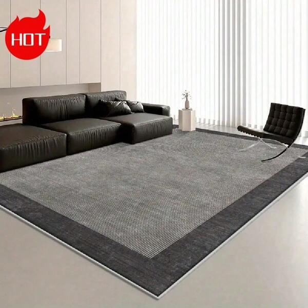 A Large Area Rug With A Minimalist Modern Style, Featuring Personalized Dark Gray Patterns That Complement Various Home Decors. Made Of High-Density Material With Non-Slip Particles On The Bottom For Enhanced Friction.