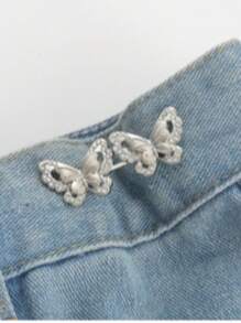 1 Pair Butterfly Waist Shaping Belt Buckles, Detachable Seamless Zinc Alloy Denim Buckle Waistband Adjuster