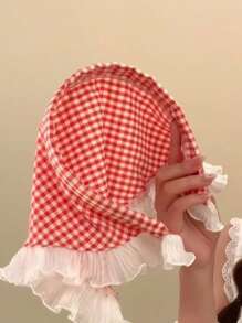 1pc Lace Lace Headscarf Vintage Triangle Scarf French Streamer Headband Sunblock Bun Hat Silk Scarf Women's Headscarf Hat, Pastoral Elegant Headband, Lace Edge Hair Accessories