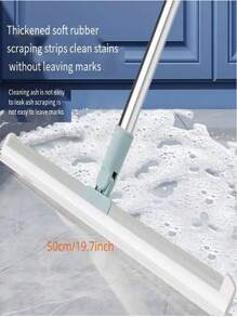 1 قطعة مكنسة سيليكون سحرية سميكة تناسب بشكل محكم، لكلا الاستخدام الجاف والرطب، مكشطة أرضية مريلة سيليكون قابلة للسحب، ممسحة أرضية حمام، ممسحة نوافذ، ممسحة مياه، مناسبة للأرضيات والزجاج والبلاط والنوافذ، إزالة بقع المياه والغبار وفرو الحيوانات الأليفة، مواد ولوازم التنظيف