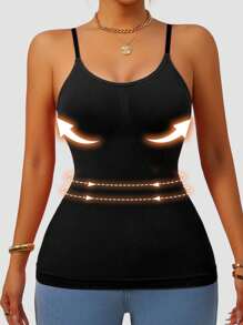 1pc Seamless Camisole Tank Top, Cinched Waist, Sports Casual Yoga Versatile Solid Color, Uplift Bust Shape For Good Figure, Suitable For Spring, Summer, Autumn, Winter