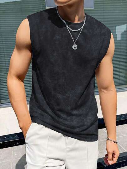 1pc Teen Boy Simple Casual Outdoor Sports Training Sleeveless Top, Spring/Summer