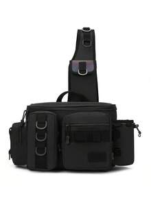 1 件男士多功能户外钓鱼装备包，耐用牛津尼龙鱼竿包，便携式渔具收纳包，带多个挂点和隔层，完美的钓鱼爱好者礼物