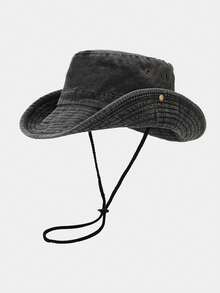 1pc Outdoor Fishing Hat Men British Style Sunshade Hat Summer Foldable Sun Protection Hat Washed Denim Bucket Hat Anti-UVMen's Sun Hat Summer Hat, Suitable For Summer Outdoor Activities Such As Hiking And Fishing