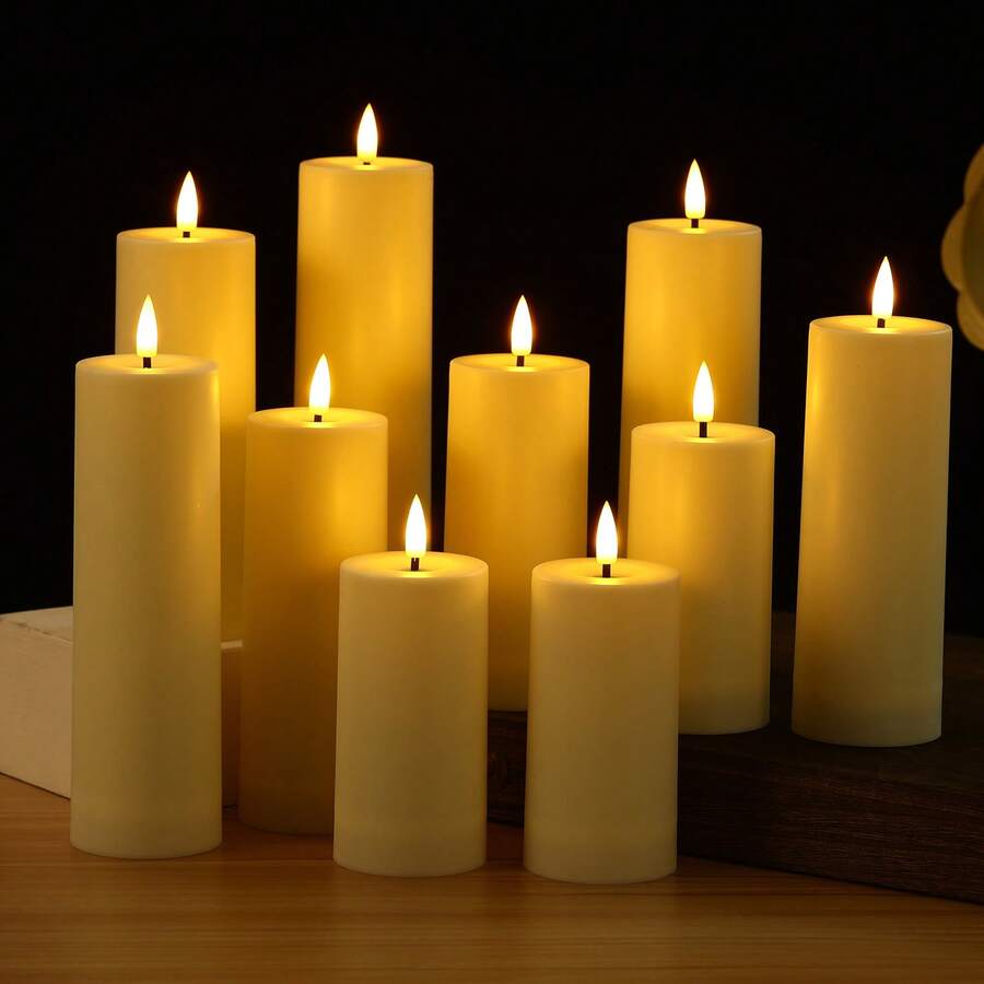 8 件/12 件套装遥控无焰电池供电 LED 蜡烛，ABS 材质，逼真闪烁蜡烛灯，适用于生日、婚礼、圣诞节、节日装饰（不含电池）