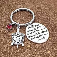 1 pièce Porte-clés tortue de mer pour femmes et hommes, porte-clés avec pierre de naissance, accessoires tortue, bijoux de fête, cadeaux d'anniversaire pour elle, accessoires de voiture, charm de sac à dos pour l'école