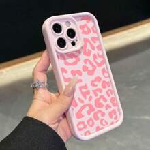 [Funda de leopardo rosa] Funda de teléfono de estampado de leopardo rosa de Apple | 1 pieza, compatible con 16, 15, 14, 13, 12, 11, XS Max, X, Plus, Pro Max, protección completa de la lente, cubierta protectora de material TPU suave, protector de teléfono inteligente a prueba de golpes