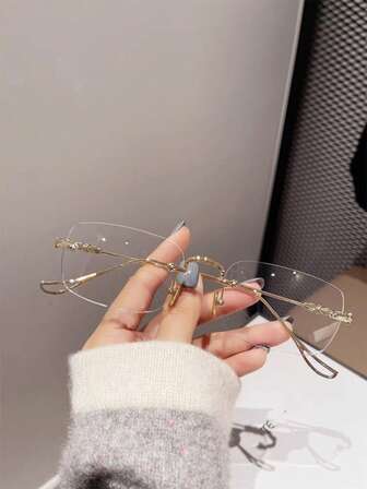 1pc,Women's Rimless Fashion Casual Glasses