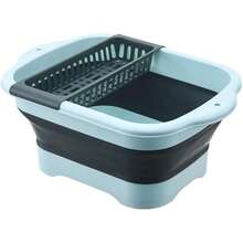 Ett Gallon L Collapsible Dish Basin With Drain Plug Outdoor Multiuse Foldable Sink Tub Dishpan Wash Portable Kitchen Storage Tray For Camping RV Beverage Bucket Green - Green - View 1