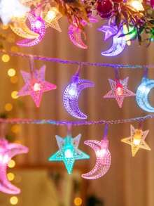 1pc 10/20/30 Lights 2/3/4.5m Star & Moon Design Fairy Lights For Bedroom, Birthday Party, Wedding Decor, Holiday Gift, All Seasons - Color - View 5