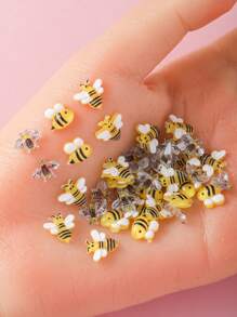 10pcs/30pcs/50pcs/100pcs Various Mini Bee 3D Resin Ornaments, Cartoon Yellow Insect Nail Art Accessories Kawaii Unscented Flat Back Decoration, Multi-Style Jelly Transparent Yellow Wings Small Bee Rhinestone Nail Accessories Suitable For Women DIY Manicure, Nail Salon, Scrapbooking And Crafts, Bee Decoration Middle East Series Japanese And Korean Style