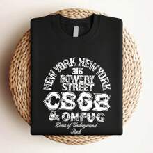 180g Pure Cotton CBGB 315 Bowery St New York Men's T Shirt Rock Music Band Tour Concert Merch Unisex Top For Everyday Wear Stretchy Fashion Casual Stylish Summer Soft Breathable Streetwear Versatile Slightly Homme Print Round Neck Short Sleeve For Women Graphic Designer Clothes Comfortable