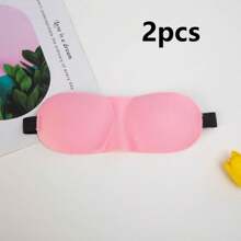 2pcs Packaged Assorted Color 100% Light Blocking 3D Eye Mask, Black Solid Design, Adjustable Strap, Comfortable For Back & Side Sleepers, Soft Sponge Material