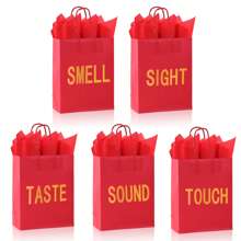 5-Sinne Geschenktüte, passend für Ihn/Sie, beinhaltet 10 Stücke Taschentücher, Papiertüte mit Griff, 5 Sinnes-Geschenkgegenstände, großartig für Valentinstag, Weihnachten, Geburtstag, Hochzeitstag (Schwarz, 21 x 11 x 27 cm)