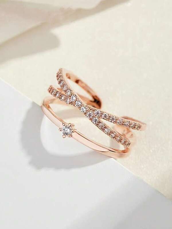 1pc 2025 Middle Eastern, Euro-American Net Celebrity Explosive Model, Valentine's Day, Carnival, St. Patrick's Day, Cologne Carnival, Spring Back To School Season, Month, Celebrity Same Style Premium Copper Micro-Inlaid Cubic Zirconia Ring, High Quality Super Explosive Open Ring, Suitable For Women Casual/Business/Academy/Party/Holiday/Couple/Daily Wear (Factory High Quality Low Price Direct )